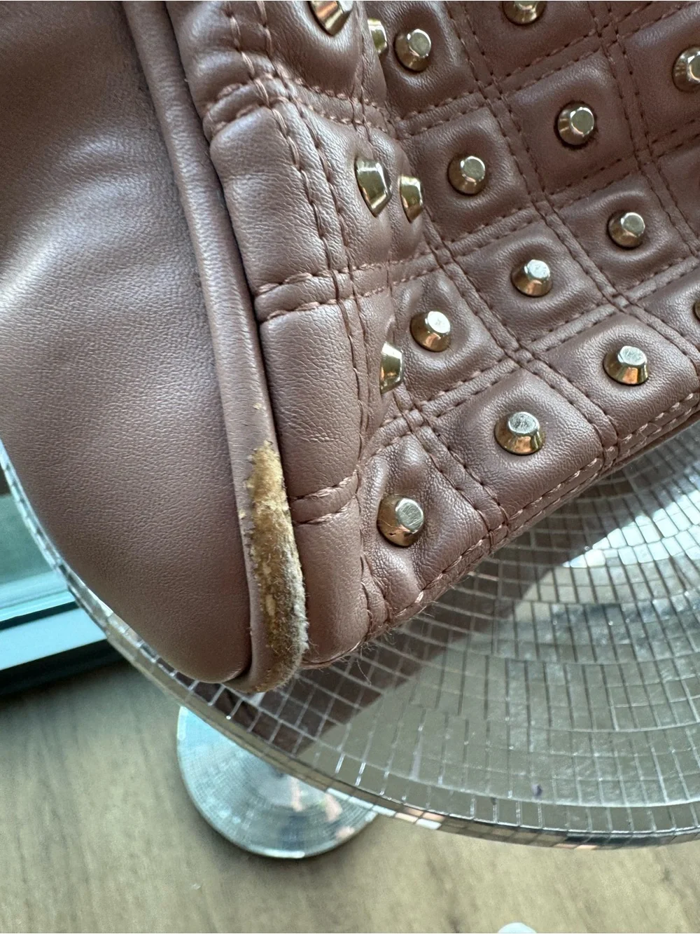 Topshop Mauve Studded Leather Satchel